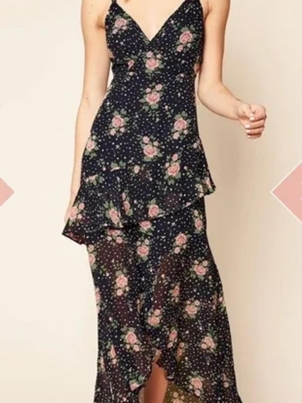 Sugarlips Navy Floral Dress with Pink and Green Accents